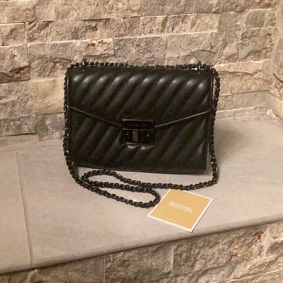 Michael Kors Rose Black Flap Purse - Picture 1 of 10